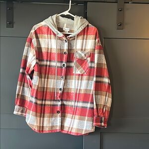 Plaid Red and Gray Bomber Jacket